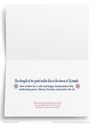 The image is a blank greeting card with a message about the strength of a nation's people.