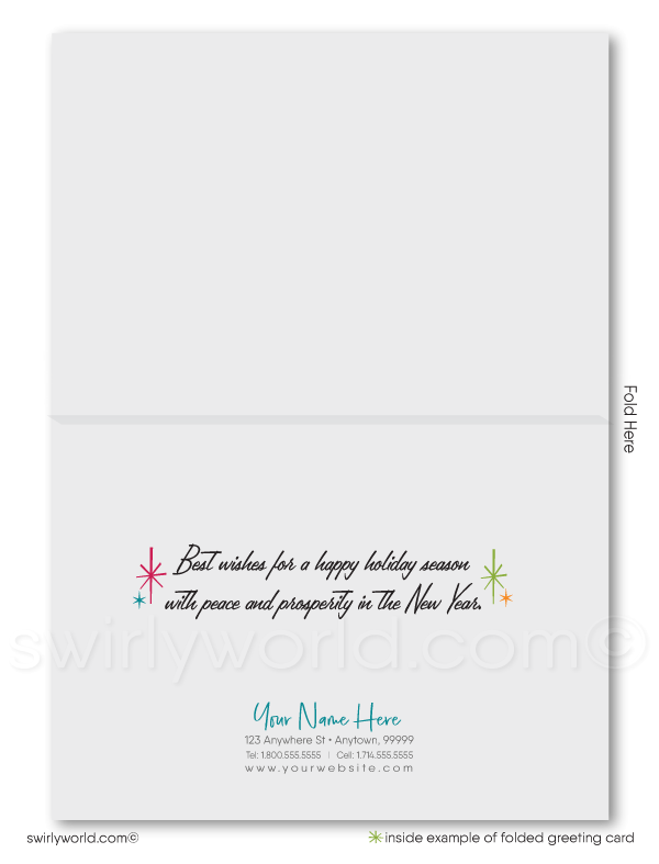 Retro Mid-Century Style Season's Greetings Snow-scene Winter Forest Holiday Cards