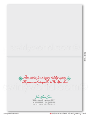 Digital Retro Atomic Mid-Century Modern Vintage Style Christmas Holiday Cards