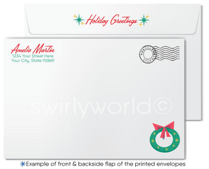 Digital Retro Atomic Mid-Century Modern Vintage Style Christmas Holiday Cards