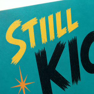 bold, stylized text in yellow and black against a teal background.