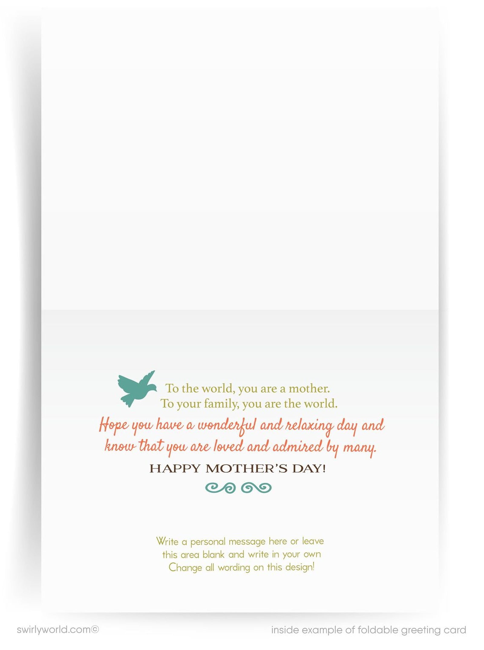 Greeting card with flowers, birds, and birdcages for Mother's Day