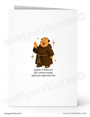 a cartoon character wearing a brown robe and holding a book, with stars surrounding them.