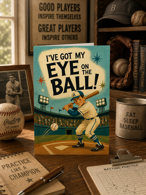 I’ve Got My Eye on the Ball Baseball Sales Promotion Card