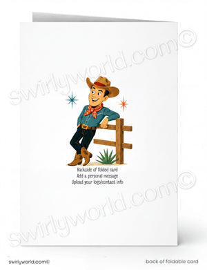 A cartoon cowboy leaning against a wooden fence, with stars and a blue background.