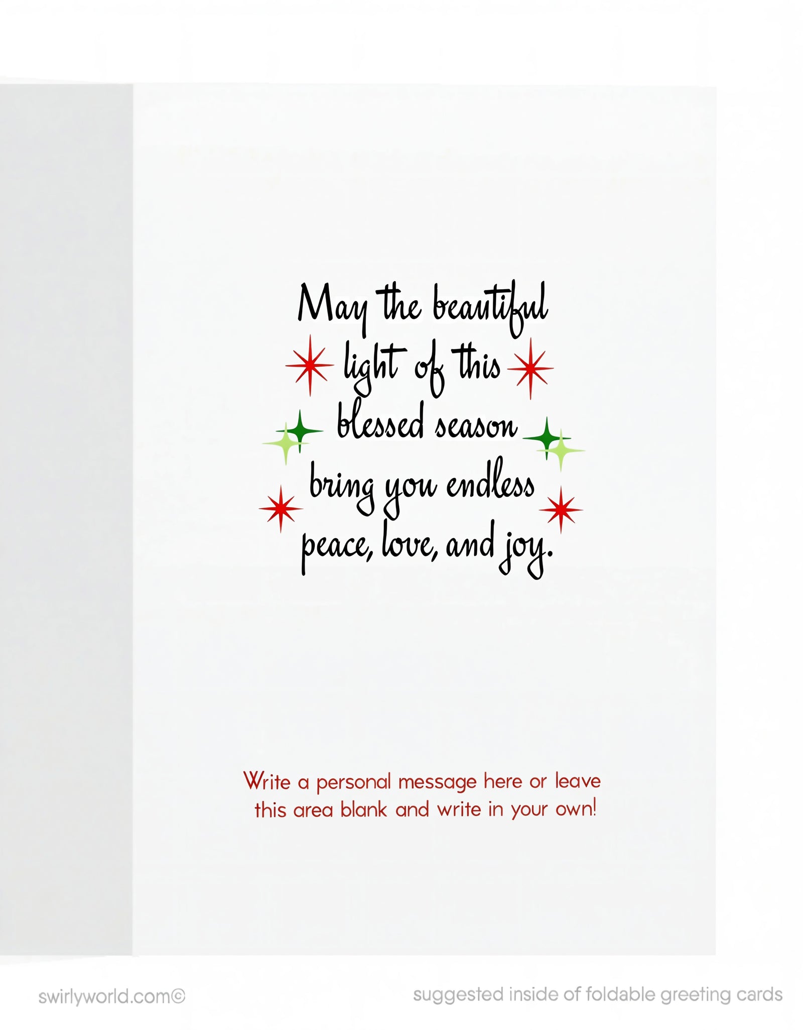 Vintage holiday cards featuring a kitschy angel with a glowing candle, retro starbursts, and nostalgic "Merry Christmas" typography. Add a custom message for charm.