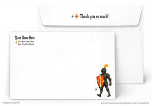 a knight in armor, holding a shield, and the text "Thank you so much!"