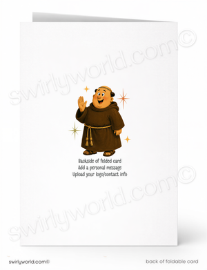 a cartoon character wearing a brown robe and holding a book, with stars surrounding them.
