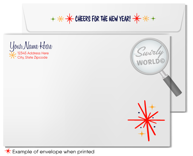 Atomic Starburst Mid-Century Retro Mod Happy New Year Cards Card Digital File Download