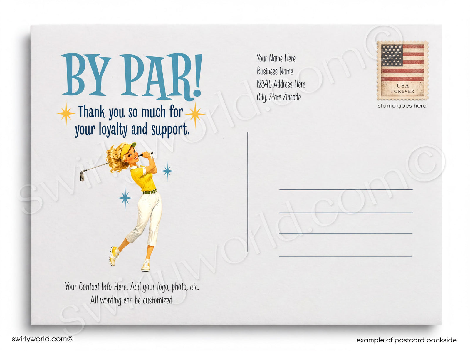 Vintage-style golf poster with a woman golfer and text 'You Are The Best!' on a golf course.