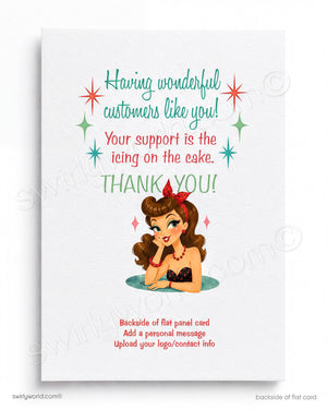 Card with cartoon character and thank you message on a white background