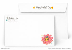 Mother's Day card with a flower design and envelope on a white background