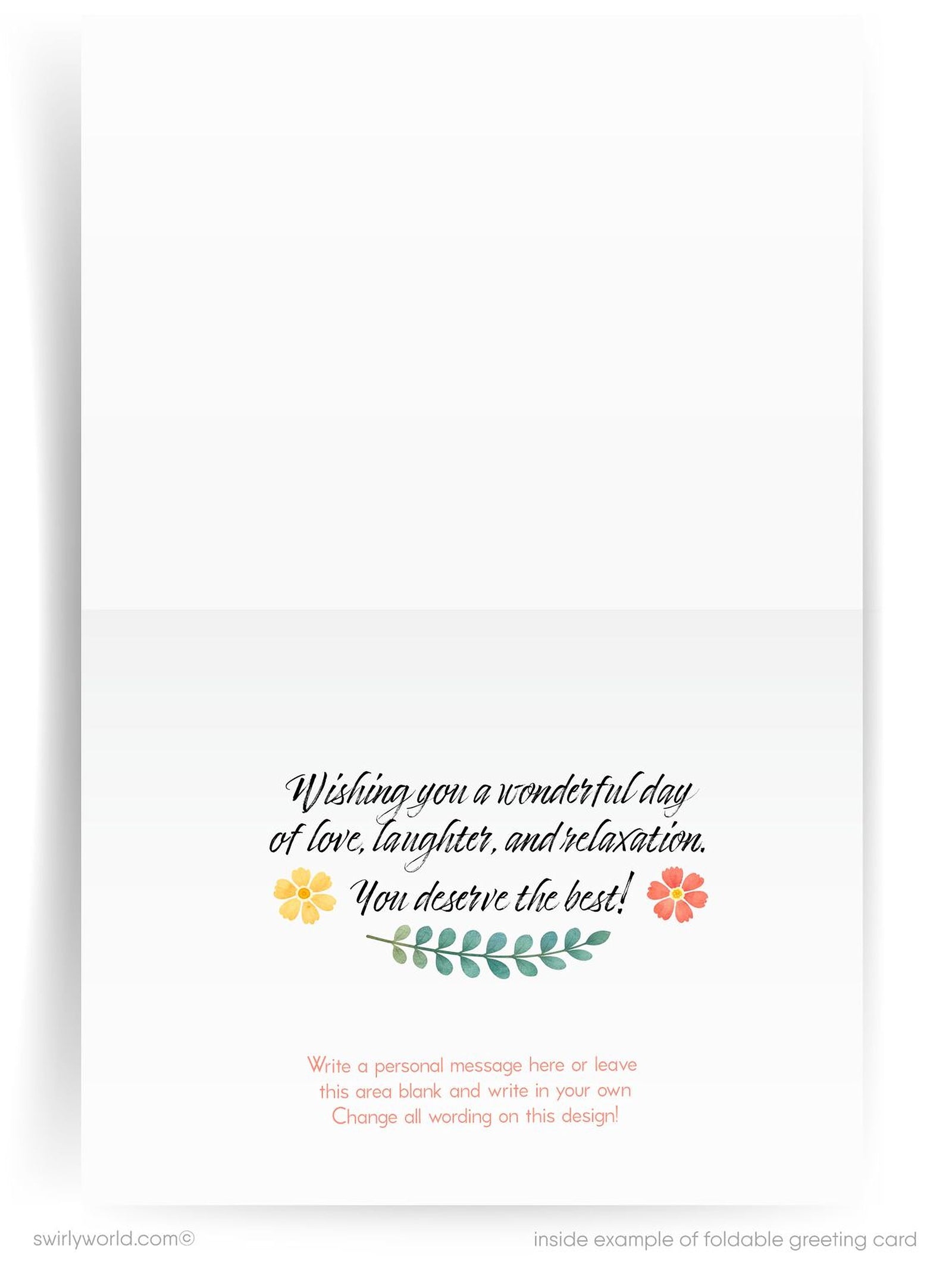 Greeting card with 'Happy Mother's Day' text and floral designs on a beige background