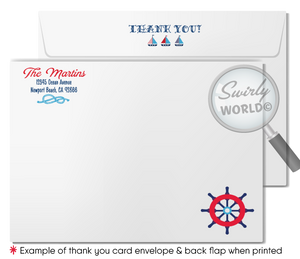 Embark on a maritime celebration with Swirly World's exclusive 'Ahoy It's A Boy' Nautical Baby Shower Invitation Set. Featuring sailboats, anchors, and captain’s wheel in red, white, and blue. Customize easily with Corjl and instantly download your designs for a sea-themed baby shower that’s sure to make waves.