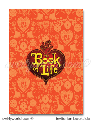 Book of Life theme Day of the Dead Dia de Los Muertos Halloween Party Printed Invitations