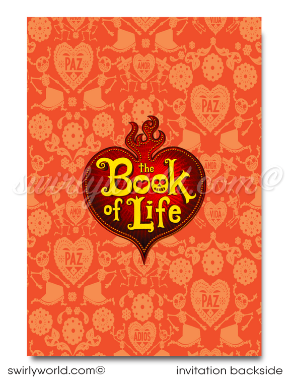"Book of Life" Day of the Dead Dia de Los Muertos Birthday Party Invite & Thank You Card