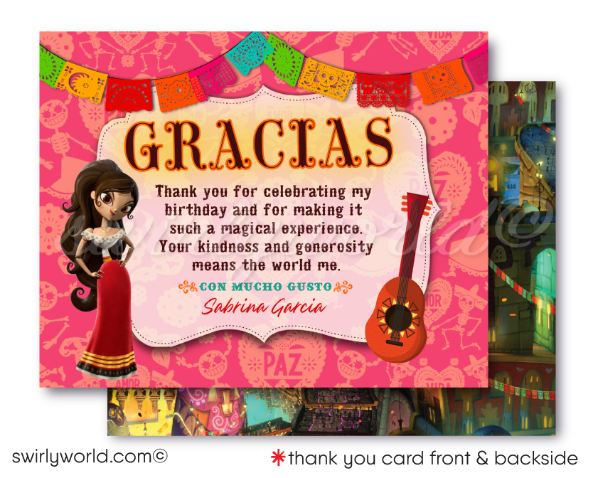 "Book of Life" Day of the Dead Dia de Los Muertos Birthday Party Invite & Thank You Card