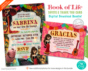 "Book of Life" Day of the Dead Dia de Los Muertos Birthday Party Invite & Thank You Card