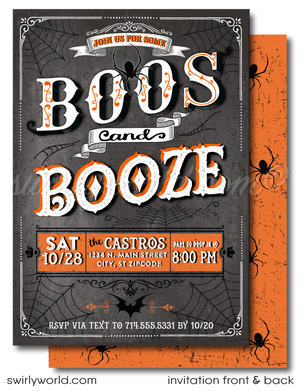 Elevate your Halloween soirée with our vintage Steampunk and Victorian Goth-inspired invitations! Printed on premium card stock with custom envelopes, this elegantly eerie design is perfect for a "Boo's and Booze" themed party or a chic gathering. Make a lasting impression with this sophisticated invitation set.