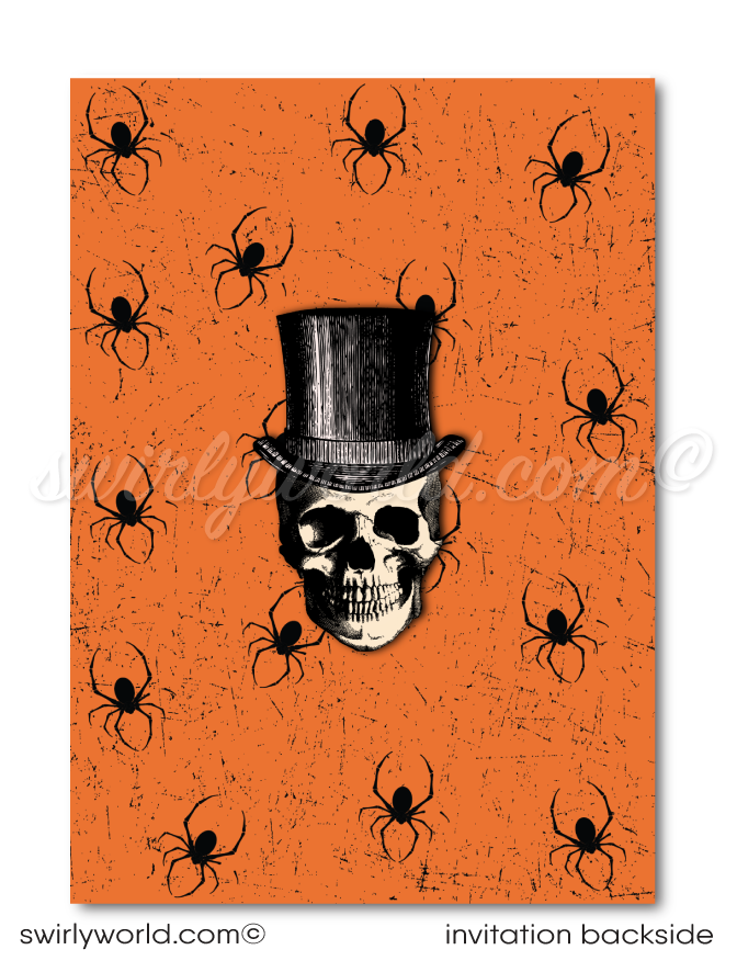 Elevate your Halloween soirée with our vintage Steampunk and Victorian Goth-inspired invitations! Printed on premium card stock with custom envelopes, this elegantly eerie design is perfect for a "Boo's and Booze" themed party or a chic gathering. Make a lasting impression with this sophisticated invitation set.