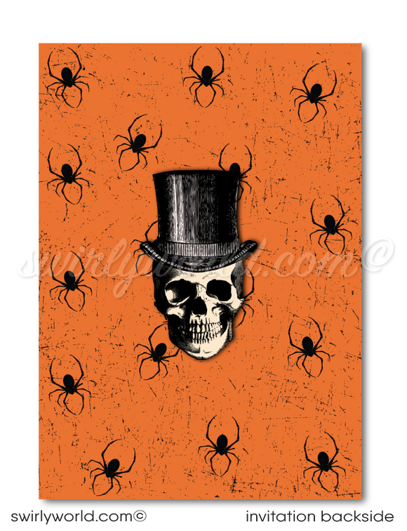 "Boos and Booze" Victorian Vintage Retro Adult Cocktail Party Halloween Invitations 