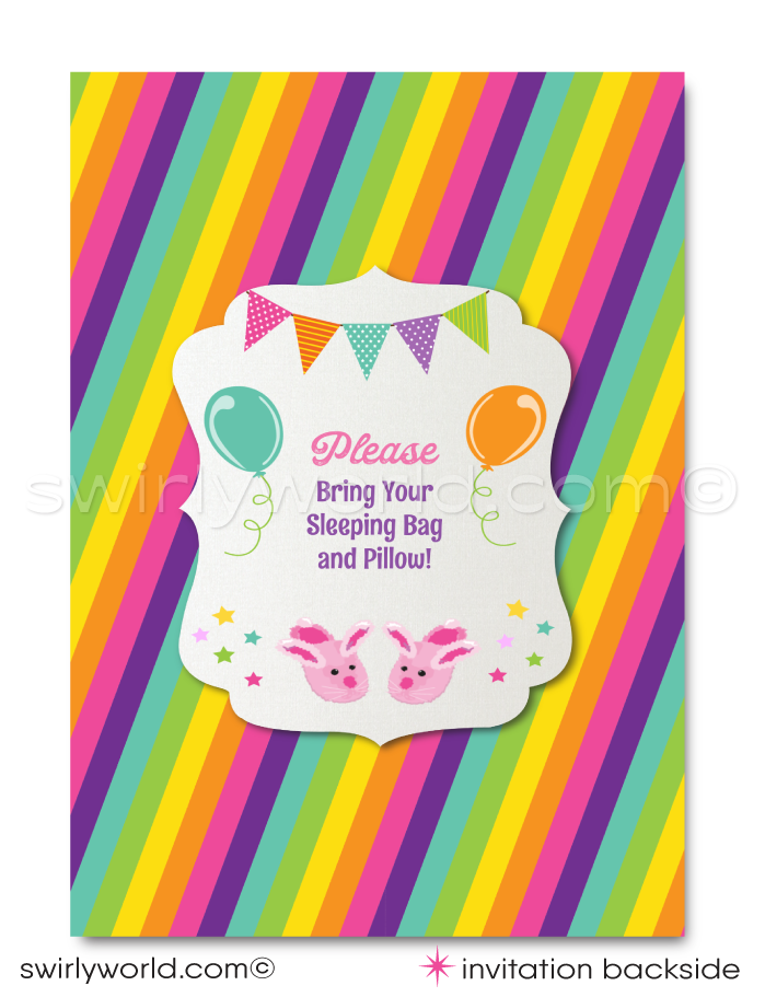 Magical Rainbow Unicorn "Cloud Nine" Sleepover Slumber Party Invitation Digital Download