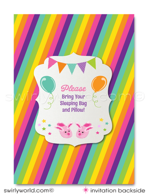 "Cloud Nine" Magical Pastel Rainbow Unicorn Slumber Party Sleepover Printed Birthday Invitations