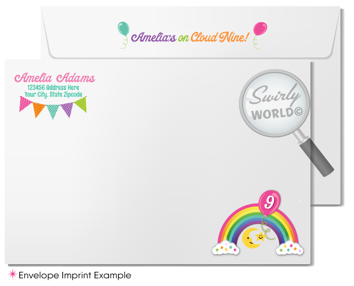 Magical Rainbow Unicorn "Cloud Nine" Sleepover Slumber Party Invitation Digital Download