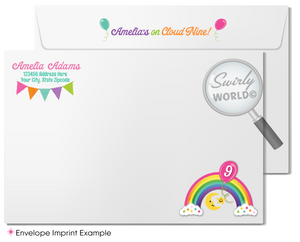 Magical Rainbow Unicorn "Cloud Nine" Sleepover Slumber Party Invitation Digital Download