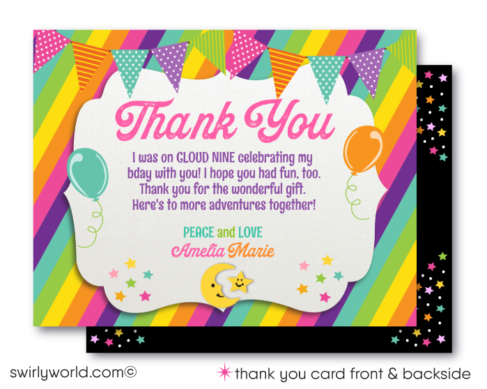 Magical Rainbow Unicorn "Cloud Nine" Sleepover Slumber Party Invitation Digital Download