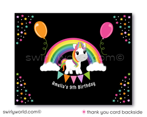 Magical Rainbow Unicorn "Cloud Nine" Sleepover Slumber Party Invitation Digital Download