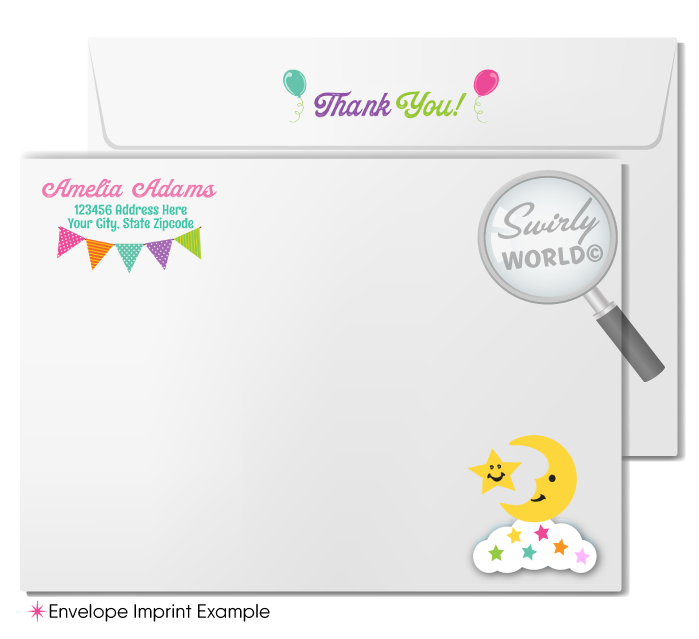 "Cloud Nine" Magical Pastel Rainbow Unicorn Slumber Party Sleepover Printed Birthday Invitations