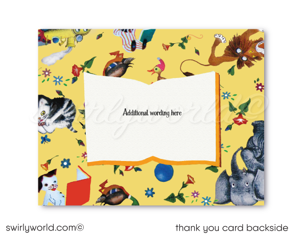 Vintage Nursery Rhymes "Little Golden Book" Printed Thank You Cards and Envelopes 