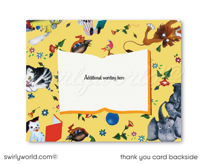 Vintage Nursery Rhymes "Little Golden Book" Printed Thank You Cards and Envelopes 