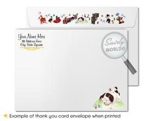 Vintage Nursery Rhymes "Little Golden Book" Printed Thank You Cards and Envelopes 