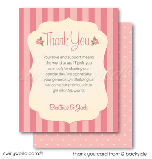 "Tickled Pink" Retro Mid-Century 1940s Baby Shower Invitation & Thank You Card Set