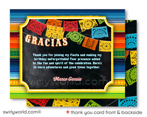 Papel Picado Paper Flags Mexican Fiesta Theme 40th Birthday Invitations for Men