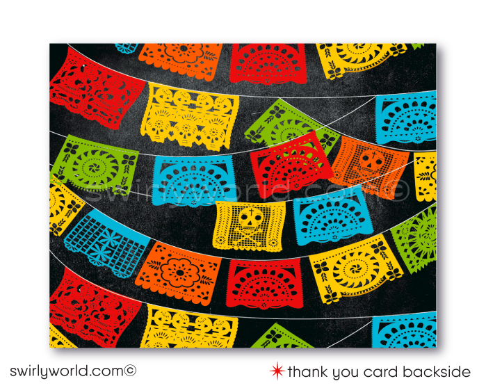 Fiesta "Papel Picado" Mexican Style Birthday Invitations & Thank You Cards