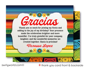 Celebrate with flair using our Mexican Fiesta "Papel Picado" Invitation & Thank You Card digital download. Featuring a lively Señorita dancer and Mariachi, this vibrant design captures Mexican tradition and festivity. Customize easily on Corjl to set the perfect tone for your fiesta with colorful papel picado flags and joyful imagery.