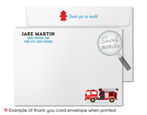 Fireman Firefighter First Responder Fire Truck Hero Digital Birthday Invitations
