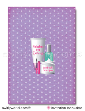 Diva Spa Day "Pamper Me" Girls Day Out Manicure Pedicure Digital Birthday Party Invites for Girls