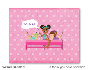 Diva Spa Day "Pamper Me" Girls Day Out Manicure Pedicure Birthday Party Invitations for Girls