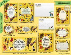 Printed Vintage Style Little Golden Book Characters Bookmark for Baby Shower Favors