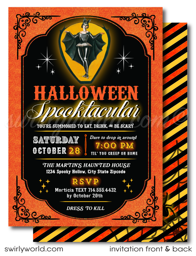 Vintage Goth Steampunk Halloween Spooktacular Cocktail Party Invitation Digital Download