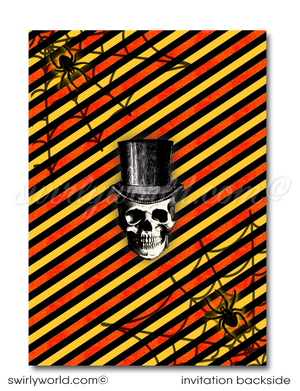 Elevate your Halloween gathering with our goth-inspired vintage party invitation! Featuring eerie Steampunk artwork and cool typography in a classic orange and black palette, this customizable design is perfect for an adult-themed celebration. Download instantly and share via post, print, text, email, or evite.