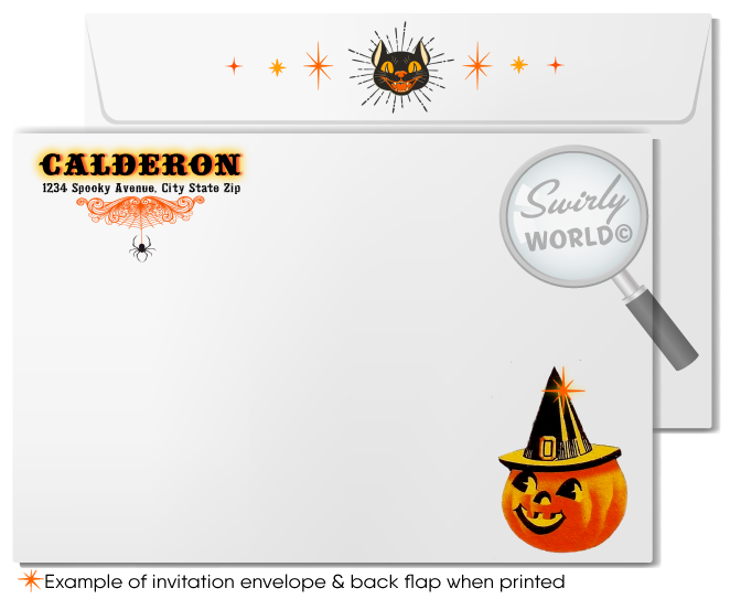 Set the tone for an elegant Halloween gathering with our gothic Steampunk vintage party invitations! Featuring eerie artwork and cool typography in a classic orange and black palette, these printed invitations come with custom envelopes. Perfect for an adult-themed celebration that exudes spooky sophistication.