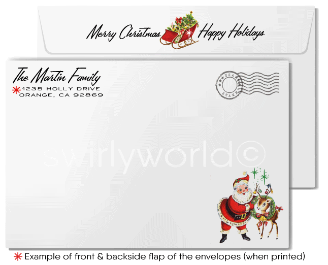 Retro 1950's Mid-Century Modern Christmas Holiday Family Photo Card Digital Printable Download