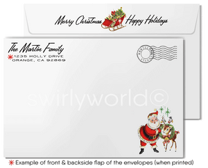 Retro 1950's Mid-Century Modern Christmas Holiday Family Photo Card Digital Printable Download