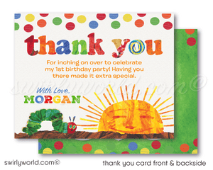 Vintage Very Hungry Little Caterpillar Gender Neutral 1st Birthday Party Invitations