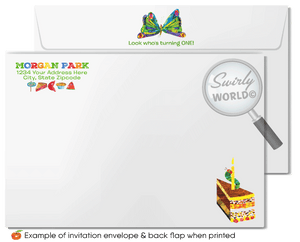 Vintage Very Hungry Little Caterpillar Gender Neutral 1st Birthday Party Invitations